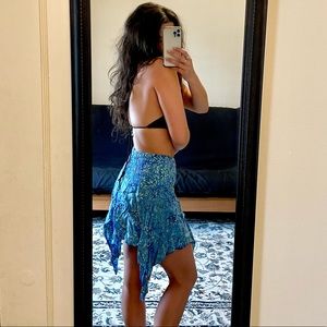 Vintage Bright blue asymmetric mini skirt